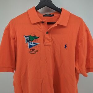 Polo Ralph‎ Lauren Yacht Club Men's Large Polo Shirt Orange Preppy  PRL